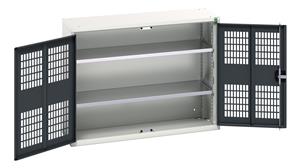 verso ventilated door cupboard with 2 shelves. WxDxH: 1050x350x800mm. RAL 7035/5010 or selected Bott Verso Ventilated door Tool Cupboards Cupboard with shelves